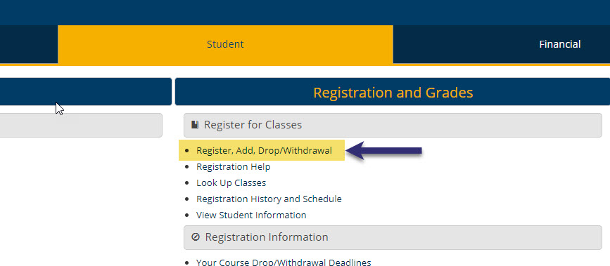 Register, add, drop